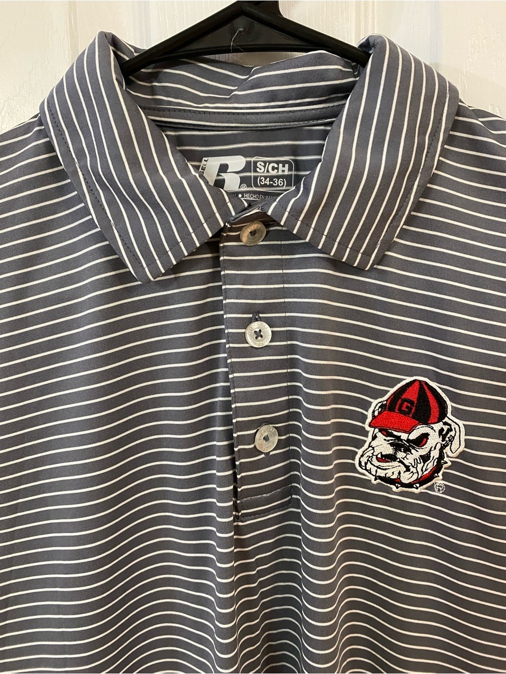 Georgia Bulldogs Striped Polo Shirt Men’s Small Gray Red UGA Golf NCAA